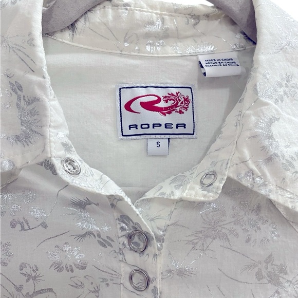 Roper Cream and Silver Floral Button-Up Shirt Size Small - Picture 5 of 6